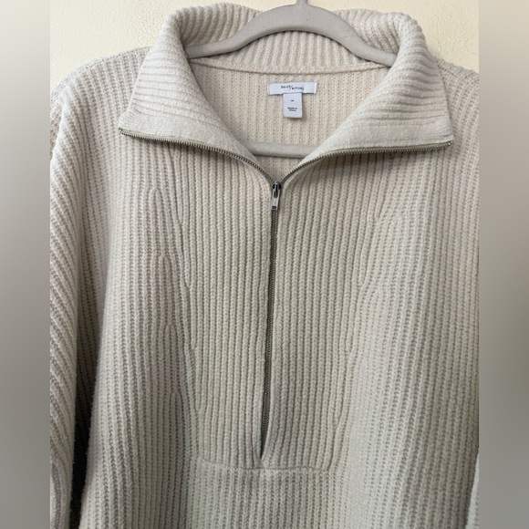 Daily Ritual Women's Cream Ribbed Half Zip Sweater, size XL - Picture 5 of 8